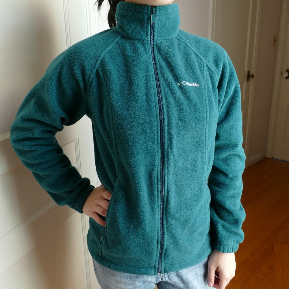 Teal Columbia Fleece Zip-Up Jacket
